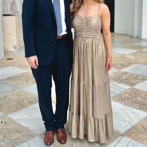 Aqua Ruched Maxi Dress